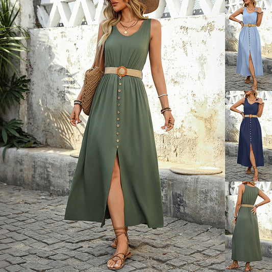 Robe d'été sans manches à col rond